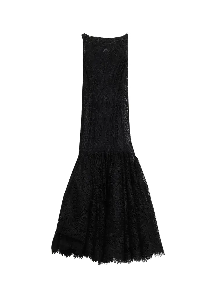 High-Neck Sleeveless Lace Mermaid Gown