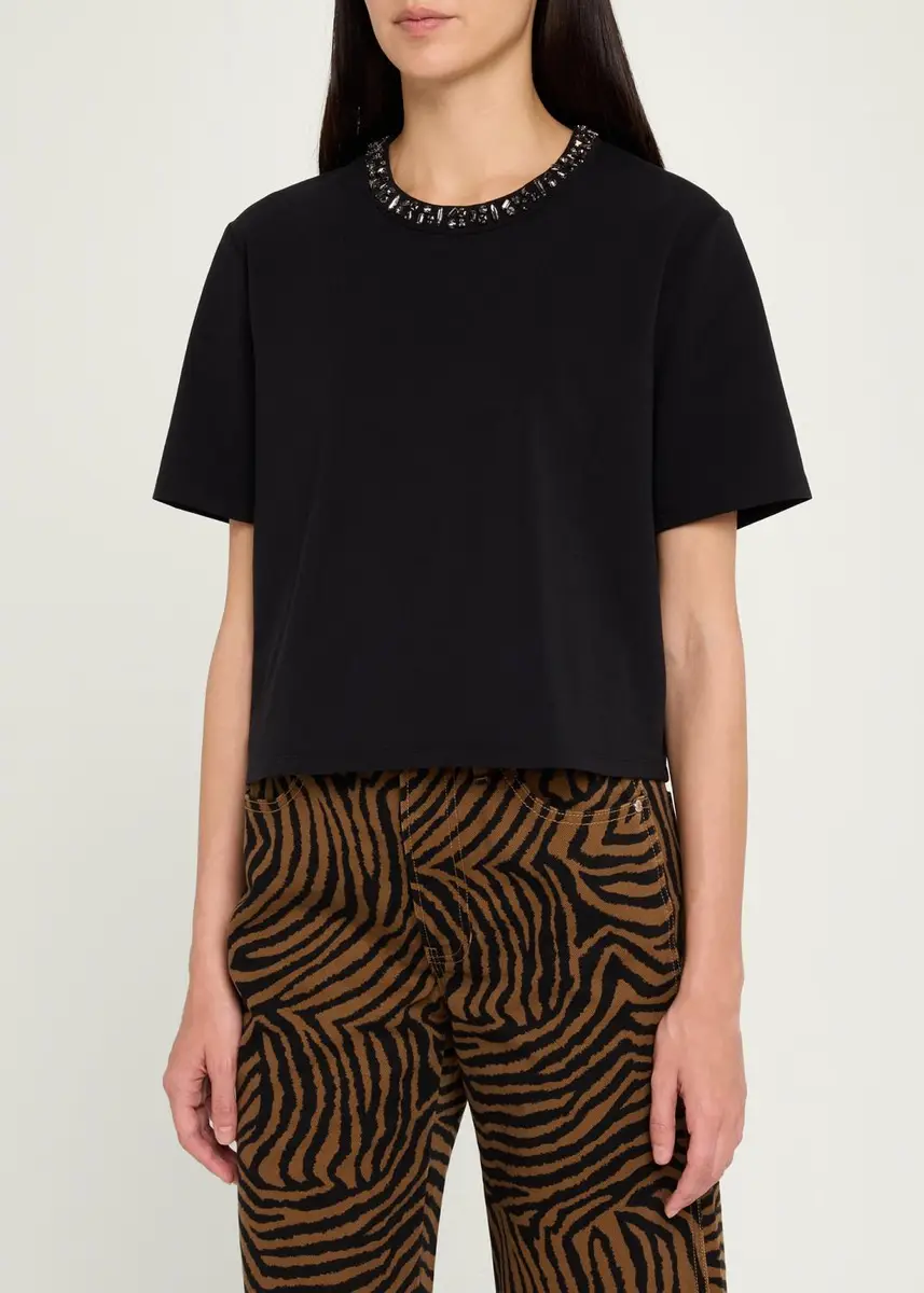 Veronica Beard Sebastian Jewel-Neck T-Shirt | Thumbnail 4 Veronica Beard Sebastian Jewel-Neck T-Shirt | Thumbnail 4