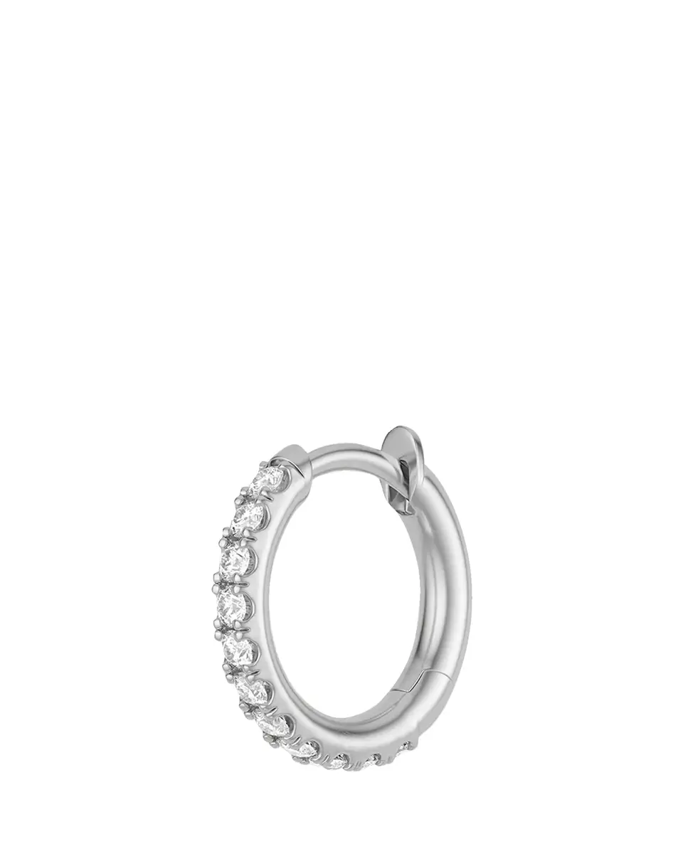 Spinelli Kilcollin 18K White Gold Pave Diamond Micro Hoop Earring, Single | Thumbnail 2