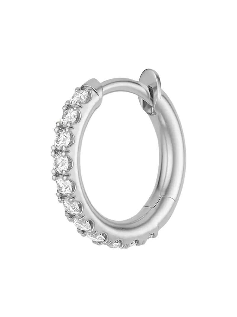 Spinelli Kilcollin 18K White Gold Pave Diamond Micro Hoop Earring, Single