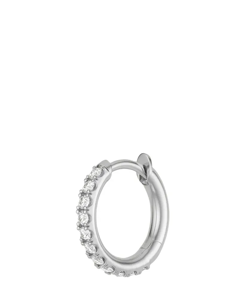 Spinelli Kilcollin 18K White Gold Pave Diamond Micro Hoop Earring, Single