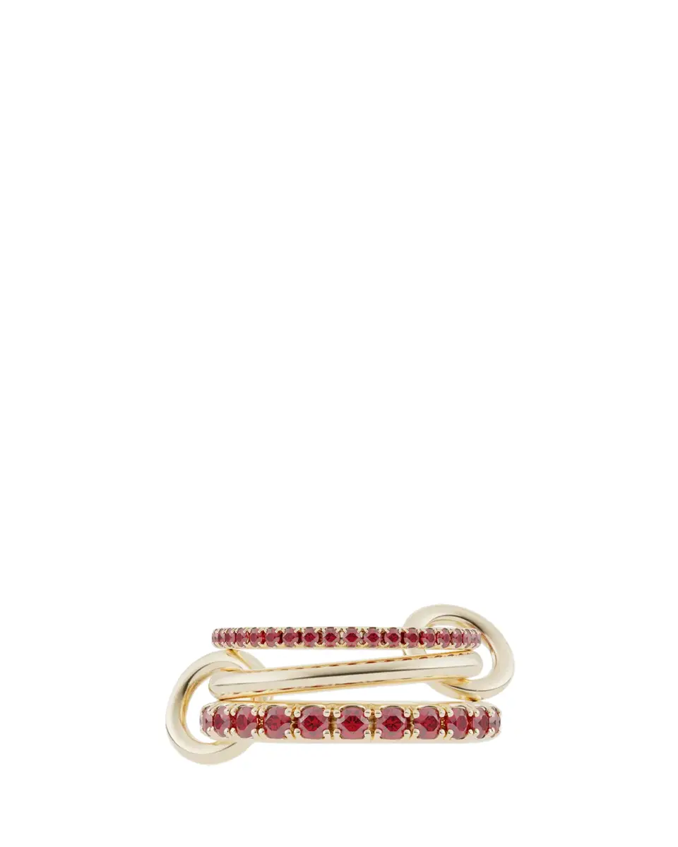 Spinelli Kilcollin Norah 18K Yellow Gold Red Ruby Pave 3-Band Ring | Thumbnail 2 Spinelli Kilcollin Norah 18K Yellow Gold Red Ruby Pave 3-Band Ring | Thumbnail 2