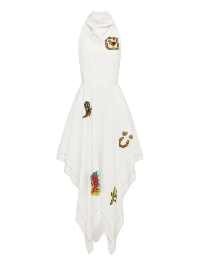 ALÉMAIS Westwood Embroidered Halter Midi Dress