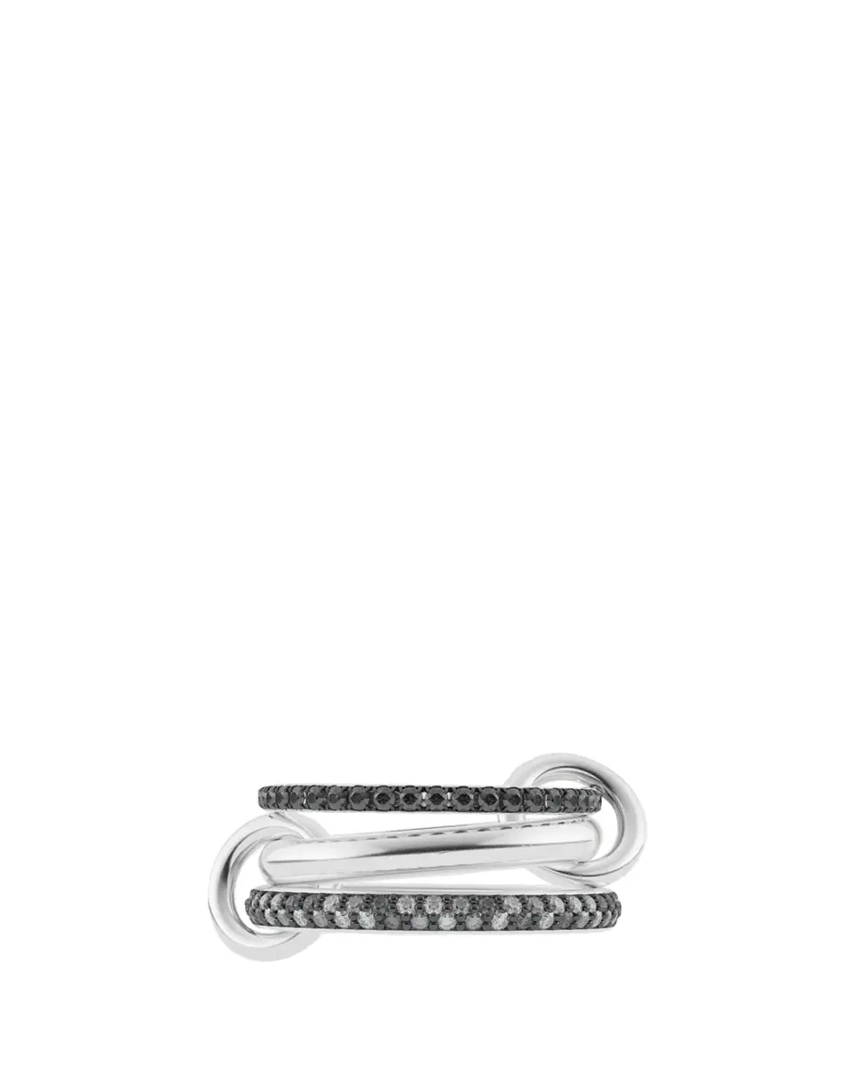 Spinelli Kilcollin Scorpio Sterling Silver Black Diamond Pave 3-Band Ring | Thumbnail 2 Spinelli Kilcollin Scorpio Sterling Silver Black Diamond Pave 3-Band Ring | Thumbnail 2