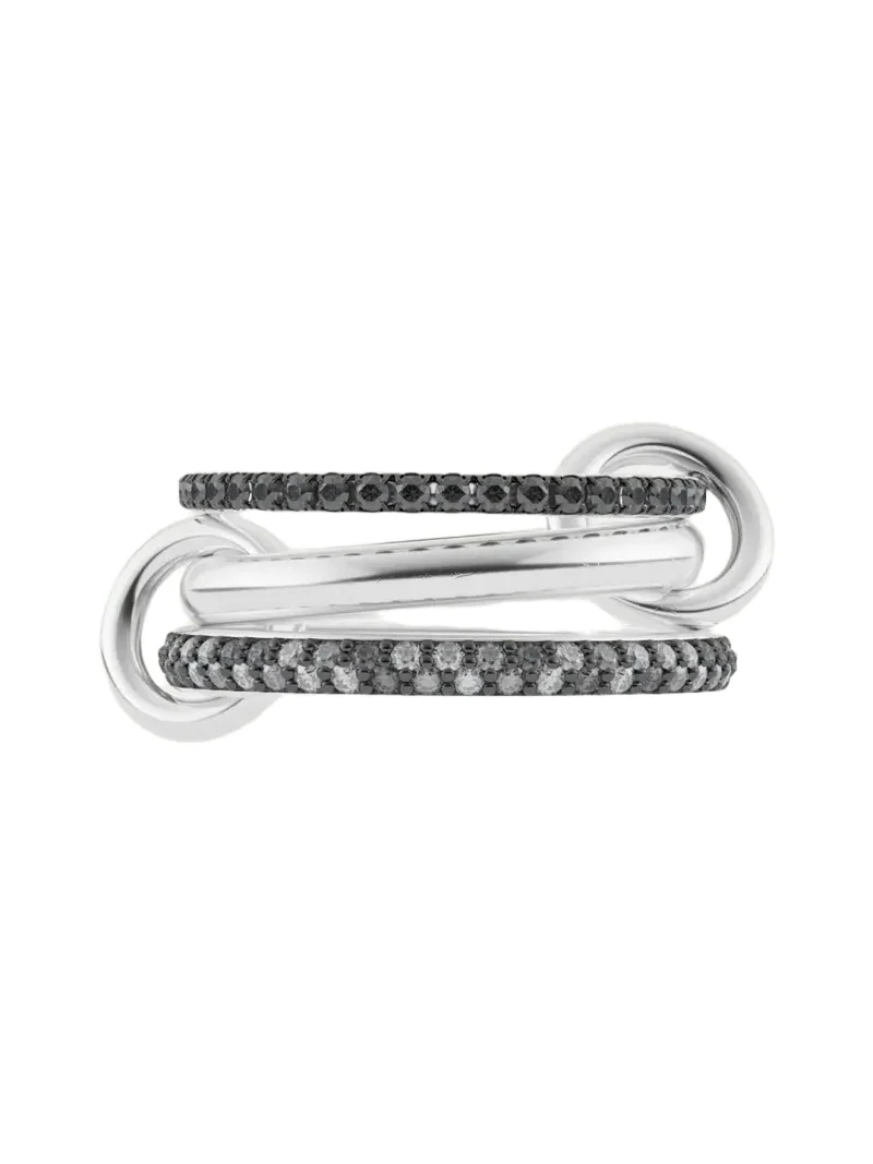 Spinelli Kilcollin Scorpio Sterling Silver Black Diamond Pave 3-Band Ring