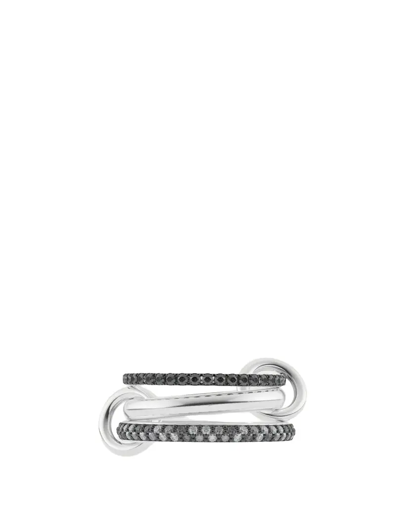 Spinelli Kilcollin Scorpio Sterling Silver Black Diamond Pave 3-Band Ring