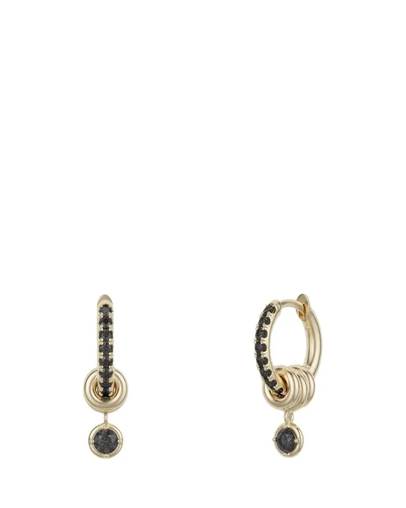 Spinelli Kilcollin Zahra Pavé YG Noir 18K Gold Black Diamond Earrings