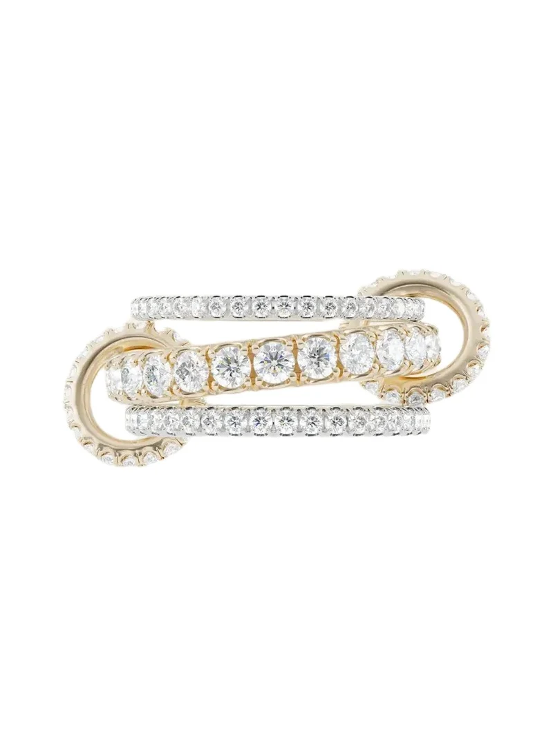 Junia 18K Gold Diamond Pavé 3-Band Ring