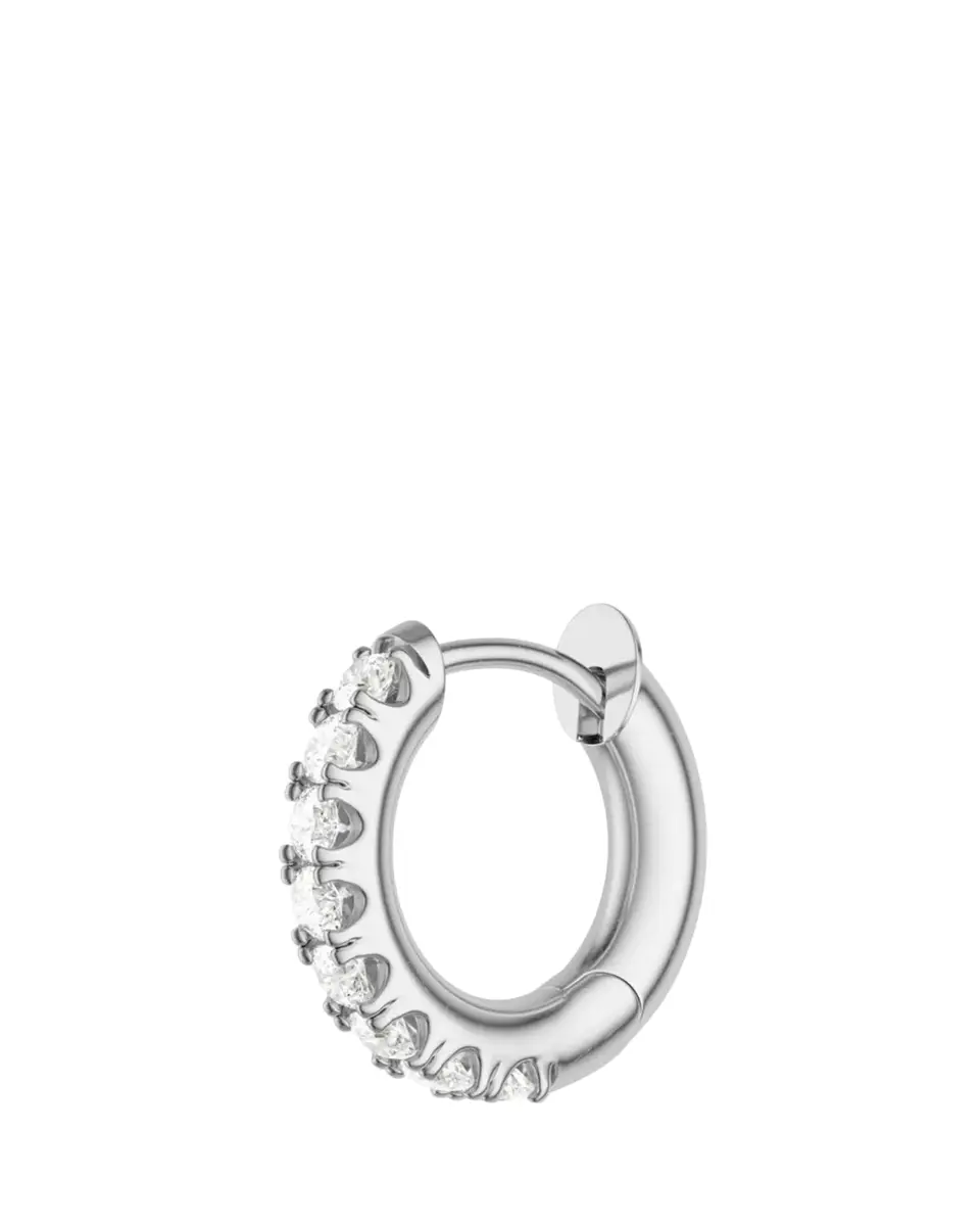 Spinelli Kilcollin 18K White Gold Pave Diamond Mini Micro Hoop Earring, Single | Thumbnail 2