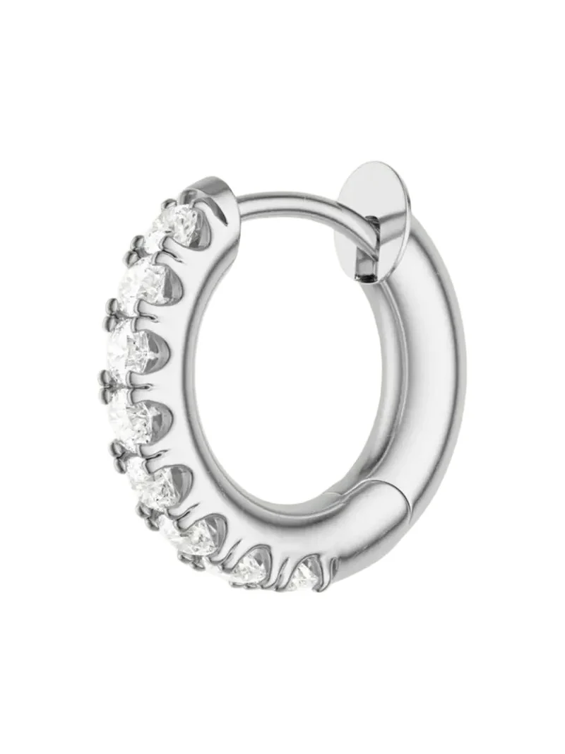 Spinelli Kilcollin 18K White Gold Pave Diamond Mini Micro Hoop Earring, Single