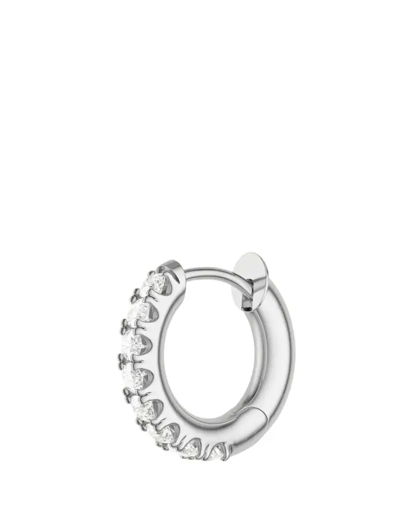 Spinelli Kilcollin 18K White Gold Pave Diamond Mini Micro Hoop Earring, Single