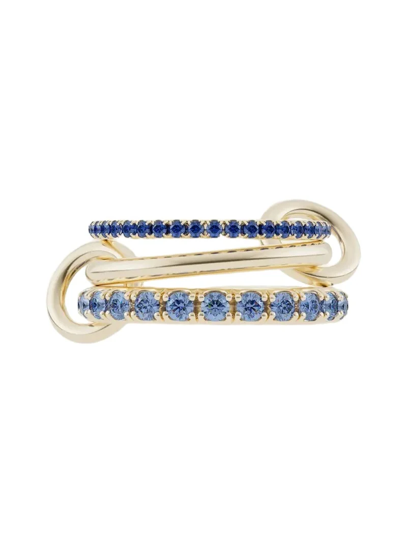 Spinelli Kilcollin Norah 18K Yellow Gold Blue Sapphire Pave 3-Band Ring