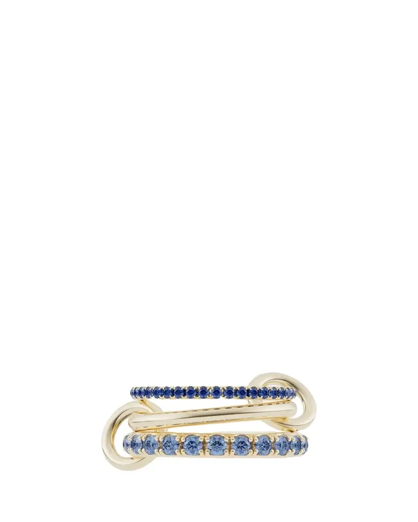 Norah 18K Yellow Gold Blue Sapphire Pave 3-Band Ring Norah 18K Yellow Gold Blue Sapphire Pave 3-Band Ring
