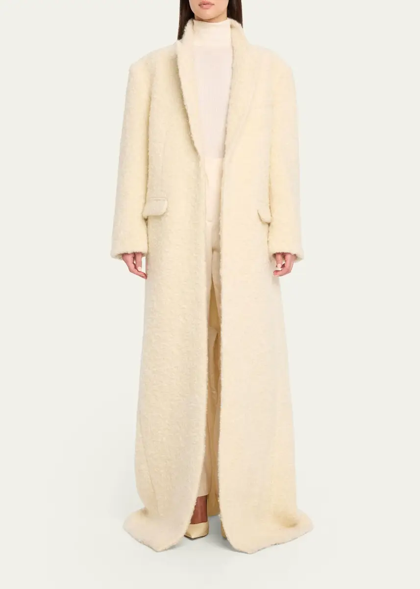 Sergio Hudson Single-Breasted Teddy Boucle Long Coat | Thumbnail 2 Sergio Hudson Single-Breasted Teddy Boucle Long Coat | Thumbnail 2
