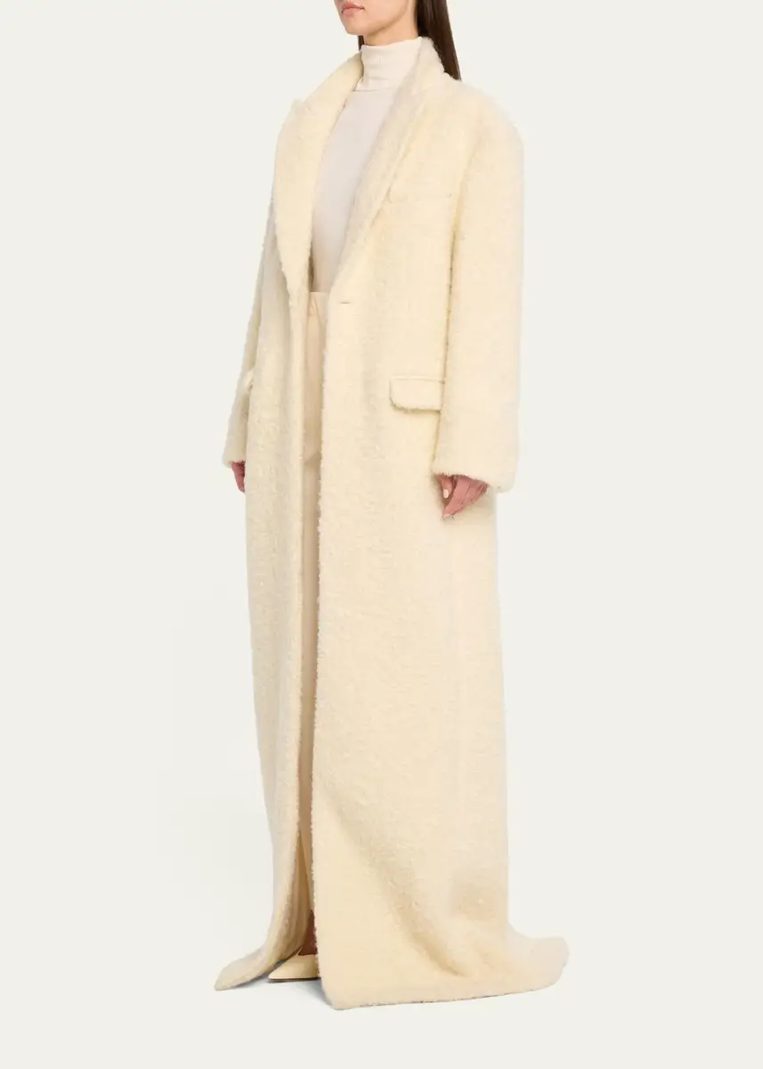 Sergio Hudson Single-Breasted Teddy Boucle Long Coat | Thumbnail 4 Sergio Hudson Single-Breasted Teddy Boucle Long Coat | Thumbnail 4