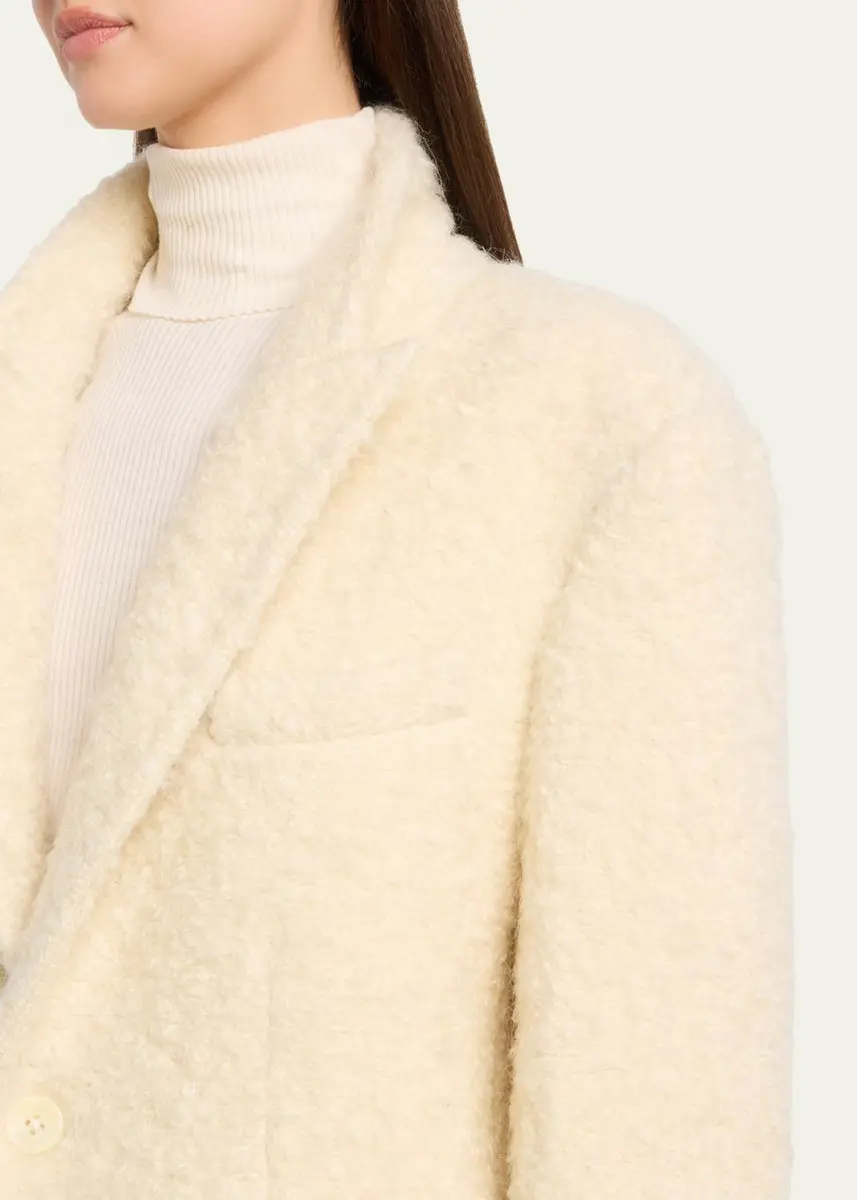 Sergio Hudson Single-Breasted Teddy Boucle Long Coat | Thumbnail 5 Sergio Hudson Single-Breasted Teddy Boucle Long Coat | Thumbnail 5
