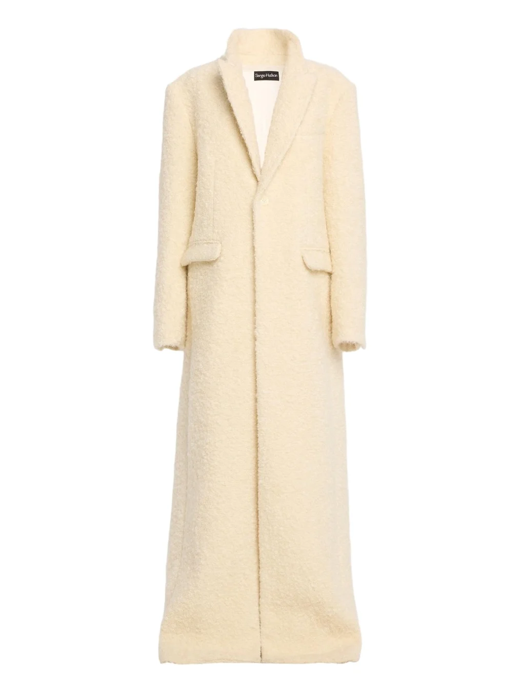 Single-Breasted Teddy Boucle Long Coat