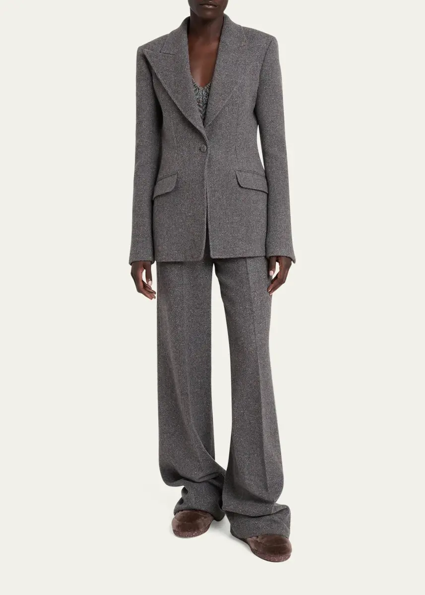 Gabriela Hearst Leiva Speckled Herringbone Single-Breasted Blazer | Thumbnail 2 Gabriela Hearst Leiva Speckled Herringbone Single-Breasted Blazer | Thumbnail 2