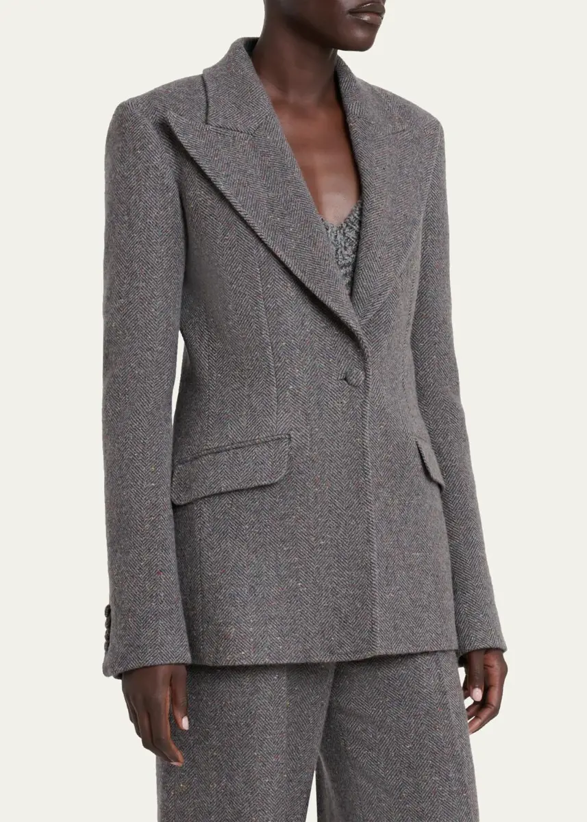 Gabriela Hearst Leiva Speckled Herringbone Single-Breasted Blazer | Thumbnail 4 Gabriela Hearst Leiva Speckled Herringbone Single-Breasted Blazer | Thumbnail 4