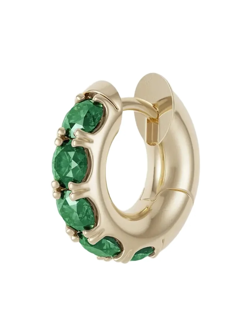 Spinelli Kilcollin 18K Gold Pave Emerald Mini Macro Hoop Earring, Single