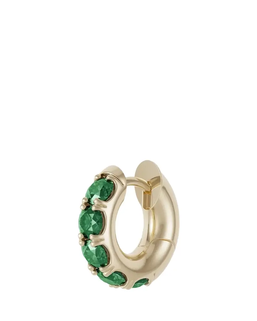 Spinelli Kilcollin 18K Gold Pave Emerald Mini Macro Hoop Earring, Single