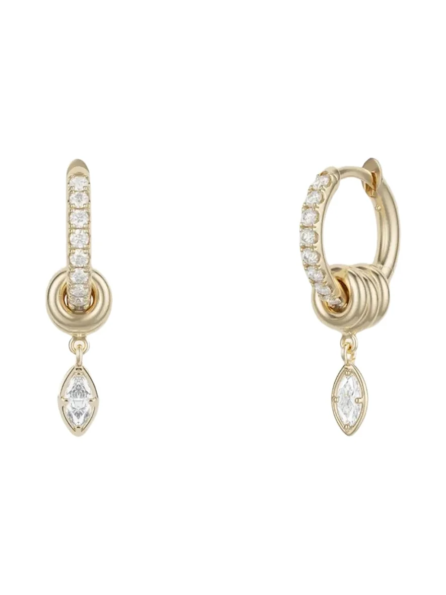 Spinelli Kilcollin Zahra Marquise Diamond 18K Yellow Gold Huggie Earrings