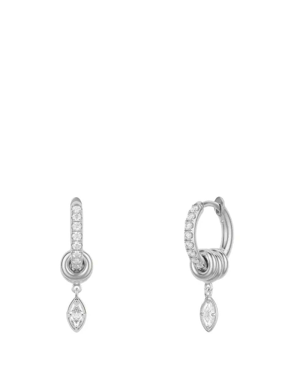 Spinelli Kilcollin Zahra Marquise Diamond Sterling Silver Huggie Earrings | Thumbnail 2 Spinelli Kilcollin Zahra Marquise Diamond Sterling Silver Huggie Earrings | Thumbnail 2