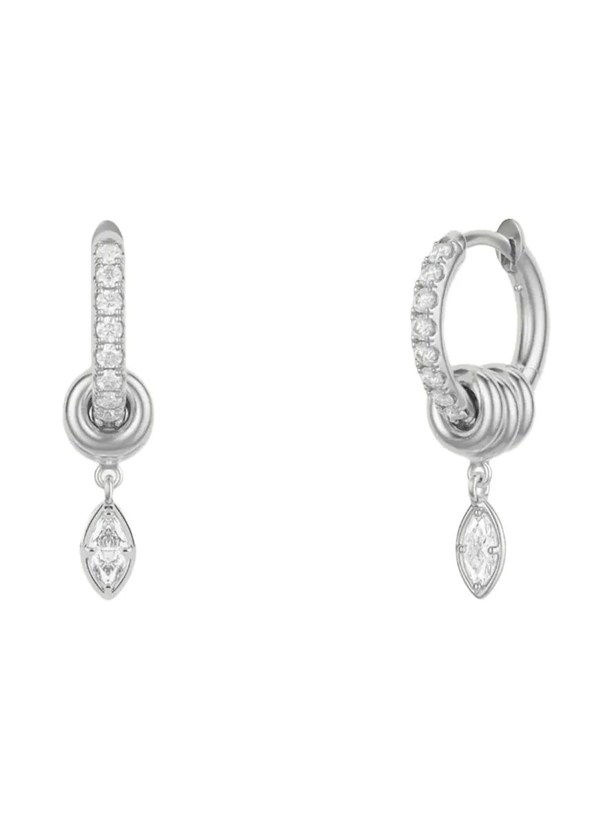 Spinelli Kilcollin Zahra Marquise Diamond Sterling Silver Huggie Earrings