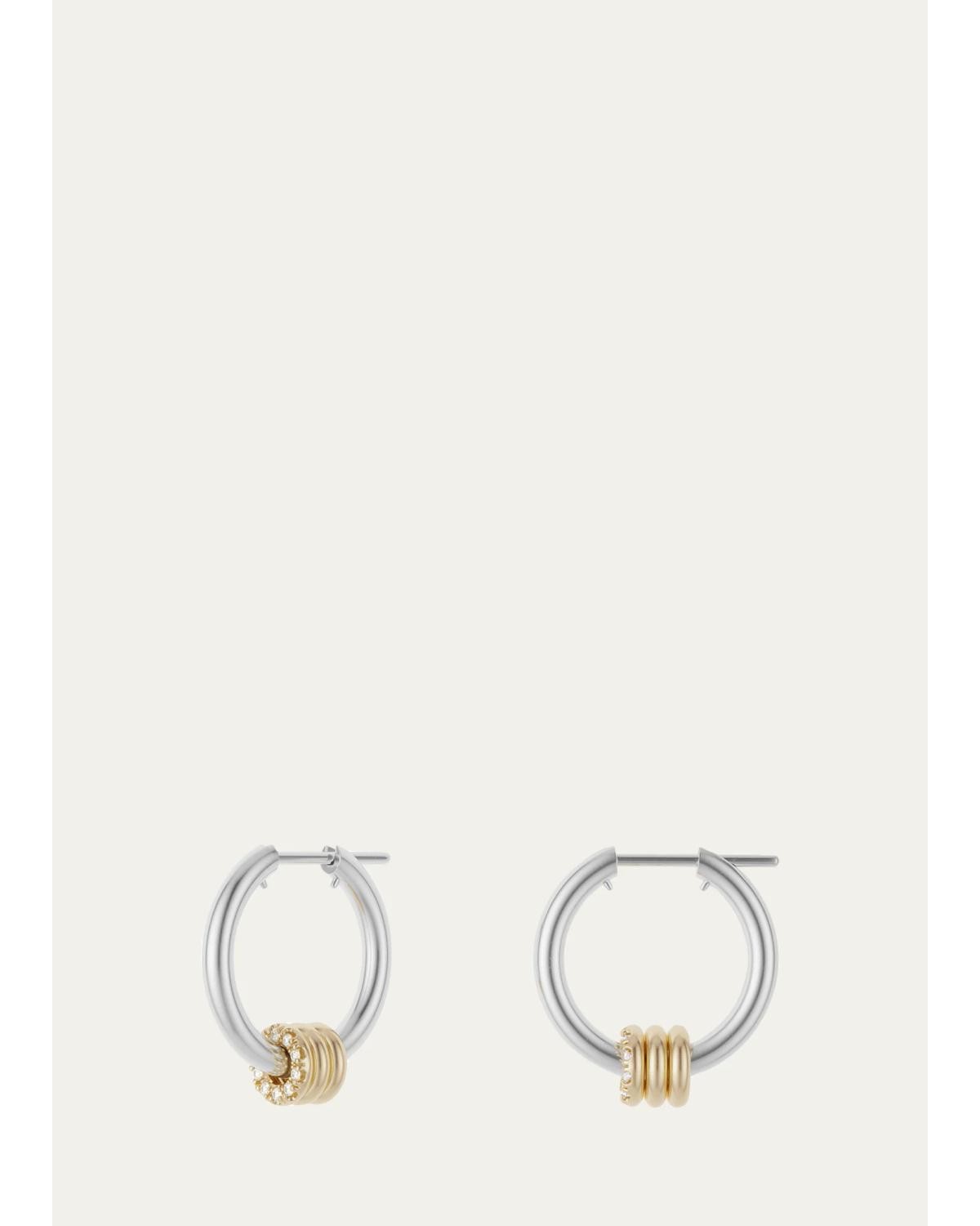 Ara YG Deux Sterling Silver and 18K Gold Diamond Huggie Earrings Ara YG Deux Sterling Silver and 18K Gold Diamond Huggie Earrings