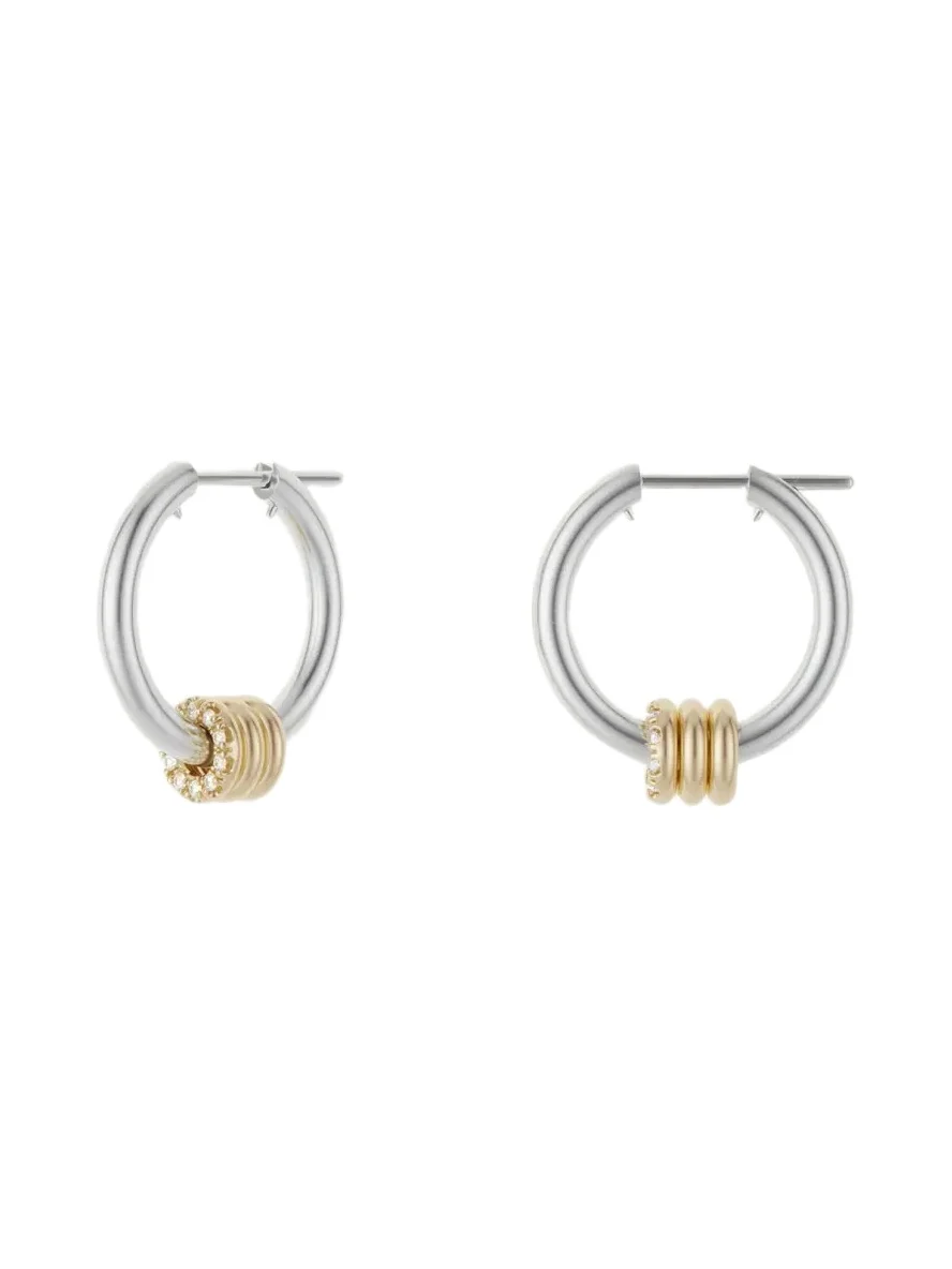 Spinelli Kilcollin Ara YG Deux Sterling Silver and 18K Gold Diamond Huggie Earrings