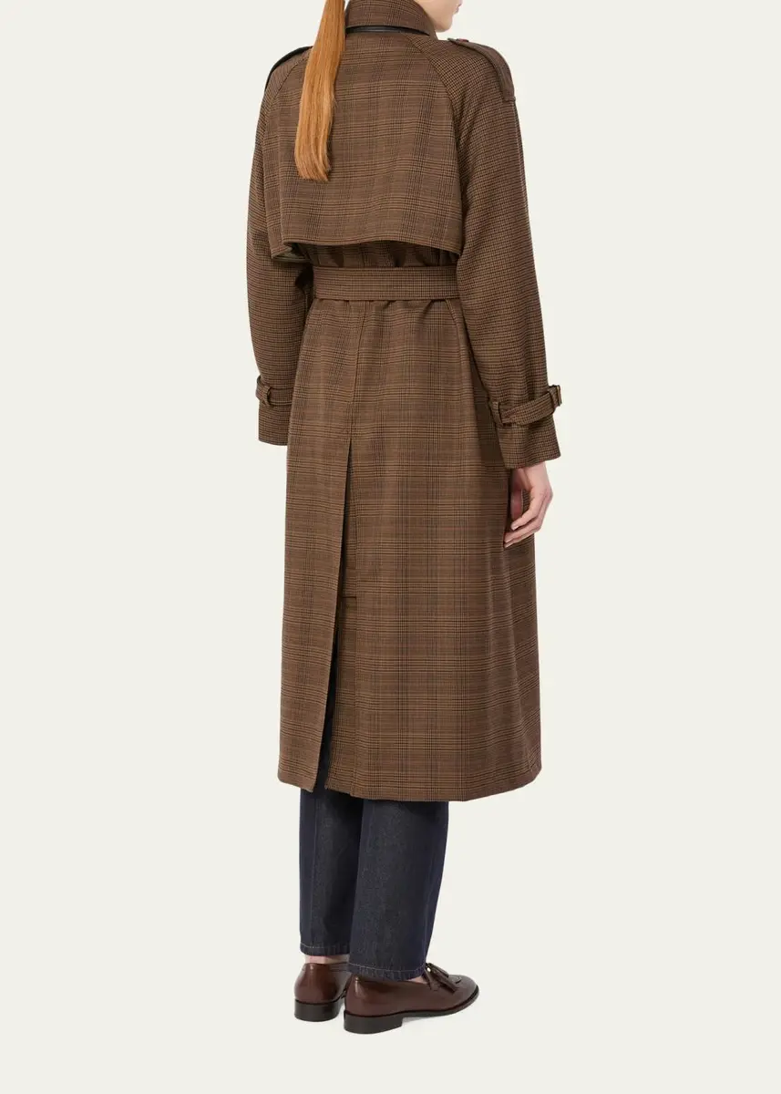 Max Mara Prince of Whales Wool Belted Long Trench | Thumbnail 3 Max Mara Prince of Whales Wool Belted Long Trench | Thumbnail 3