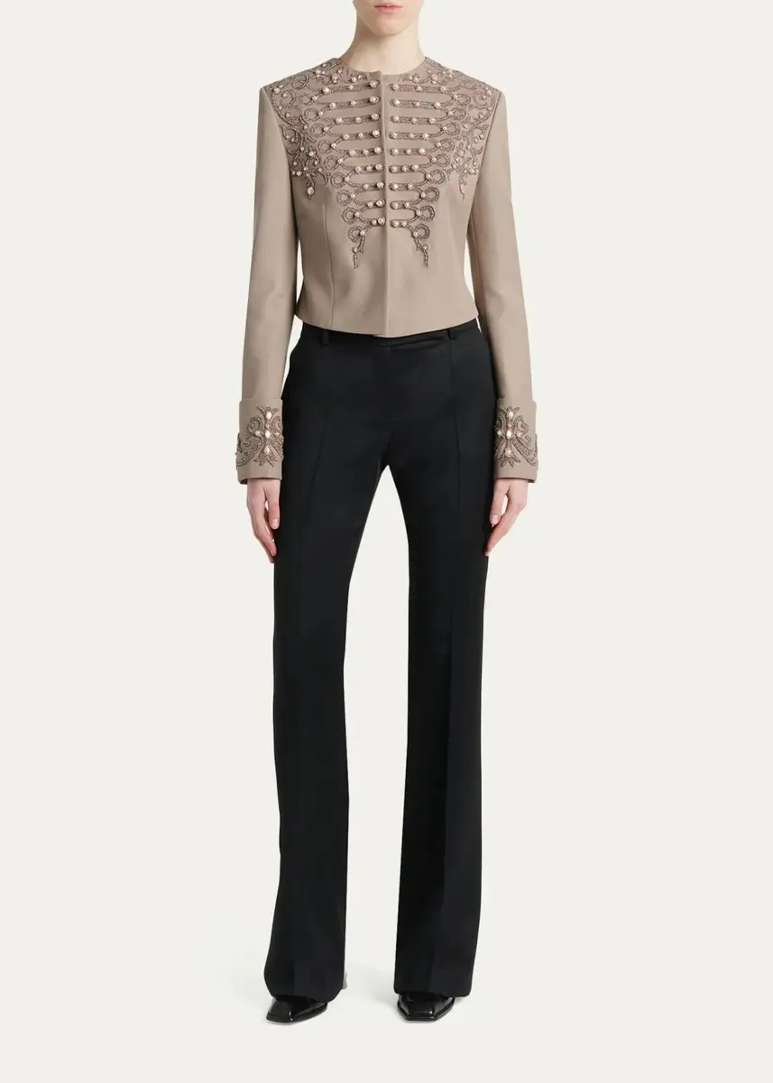 Alexander McQueen Embroidered Single-Breasted Military Jacket | Thumbnail 2 Alexander McQueen Embroidered Single-Breasted Military Jacket | Thumbnail 2