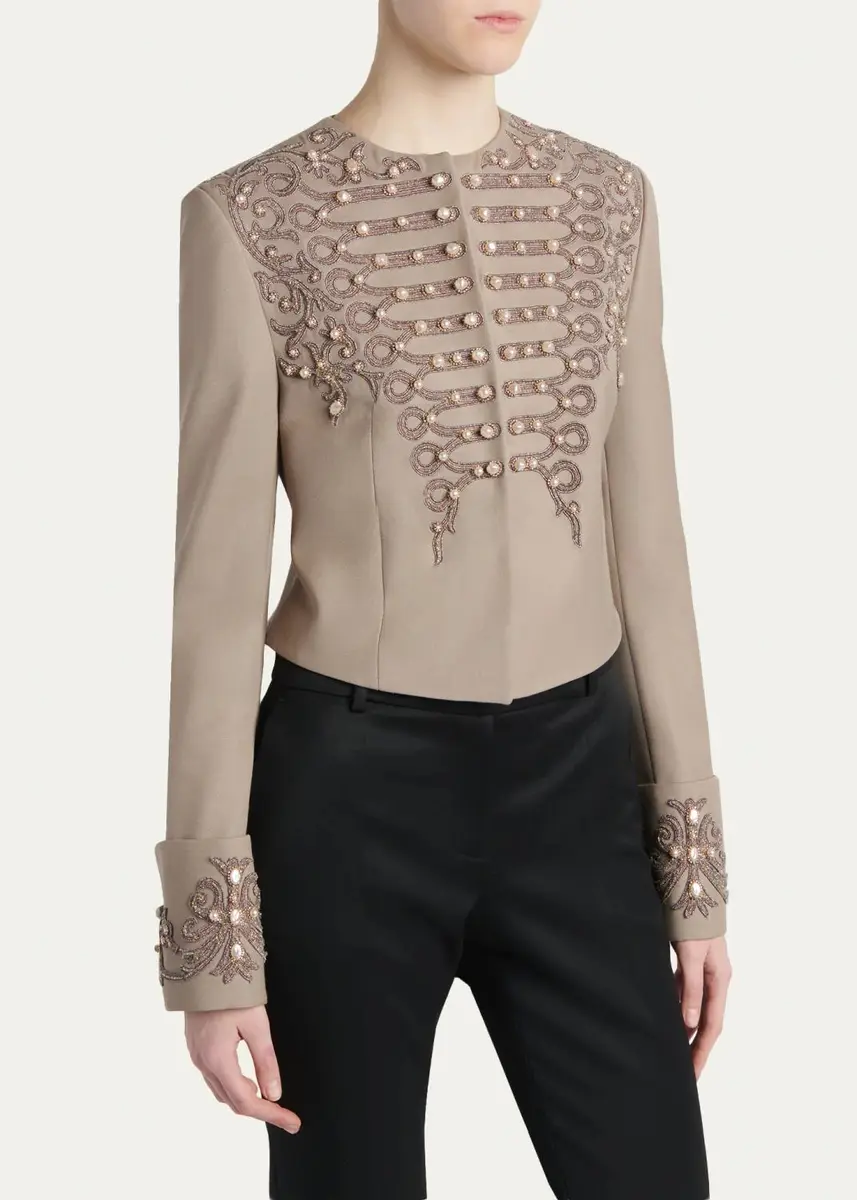 Alexander McQueen Embroidered Single-Breasted Military Jacket | Thumbnail 4 Alexander McQueen Embroidered Single-Breasted Military Jacket | Thumbnail 4
