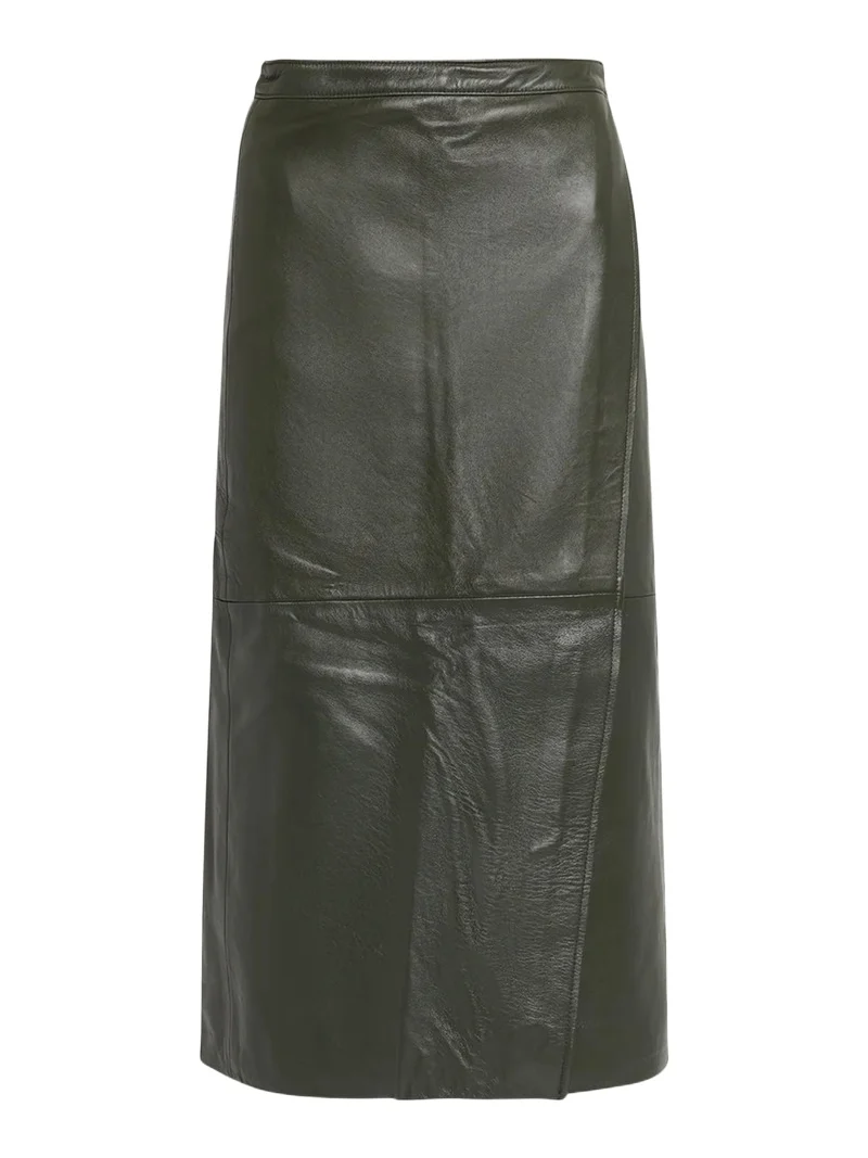 RÙADH The Este Leather Midi Wrap Skirt