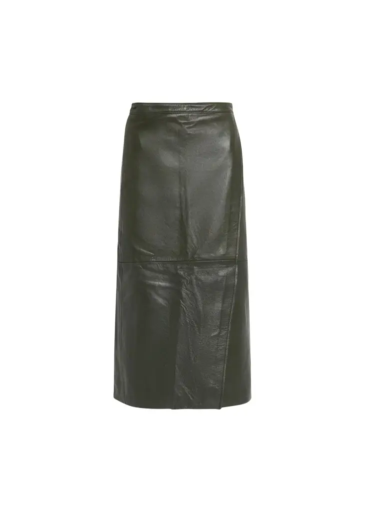 RÙADH The Este Leather Midi Wrap Skirt