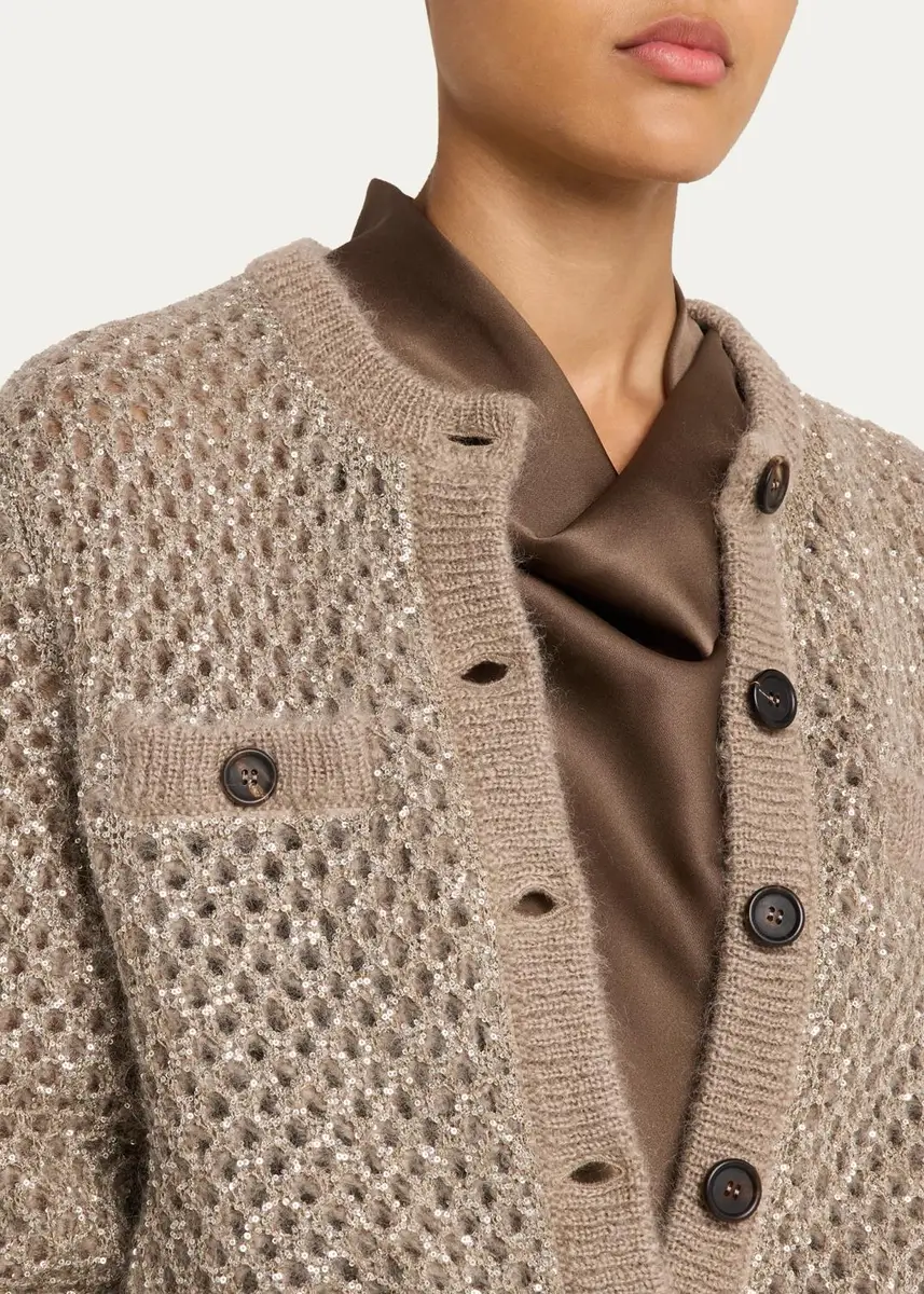 Brunello Cucinelli Flicker Mohair Mesh Diamante Knit Cardigan | Thumbnail 5 Brunello Cucinelli Flicker Mohair Mesh Diamante Knit Cardigan | Thumbnail 5