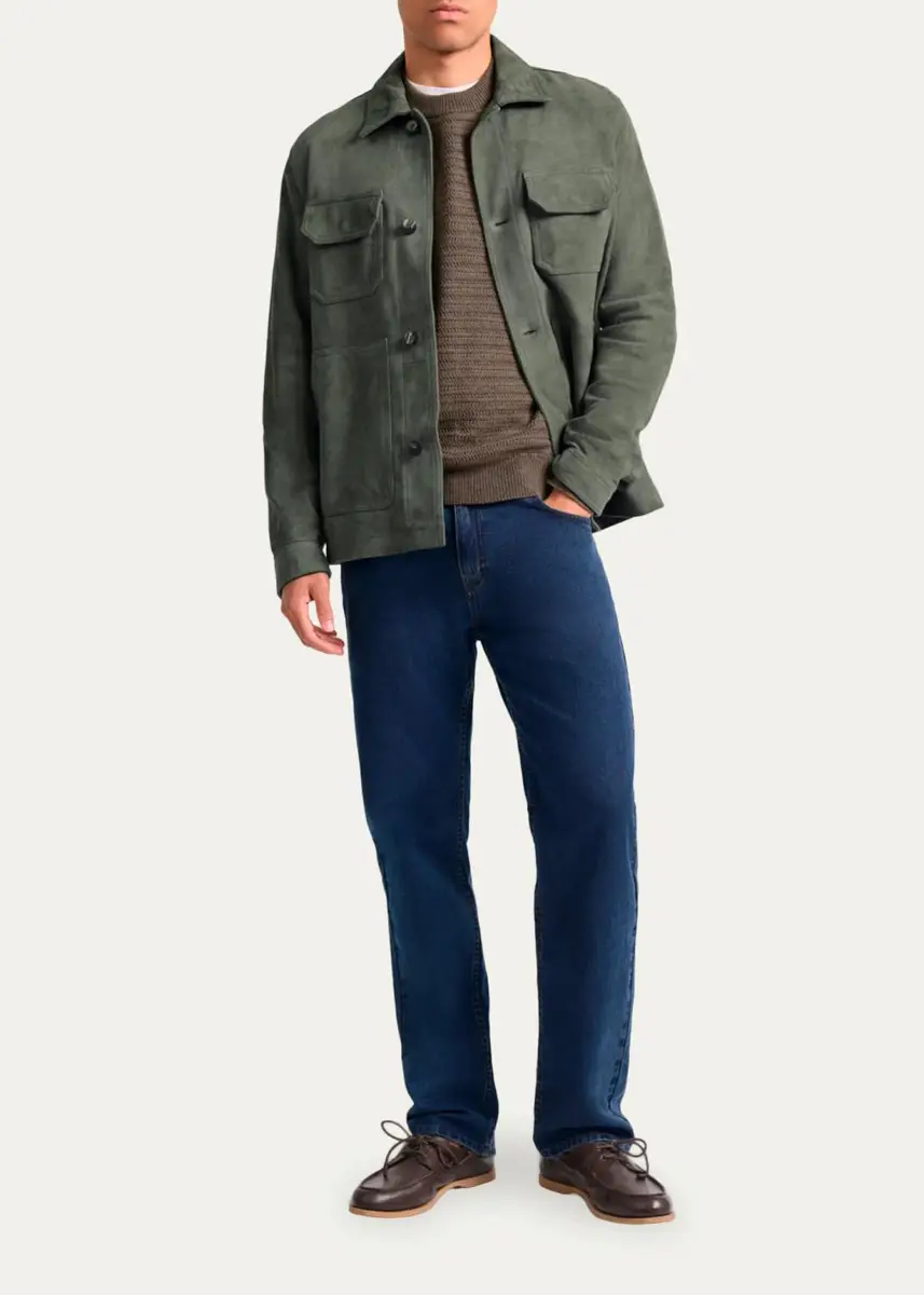 Frescobol Carioca Men's Suede Chore Jacket | Thumbnail 2