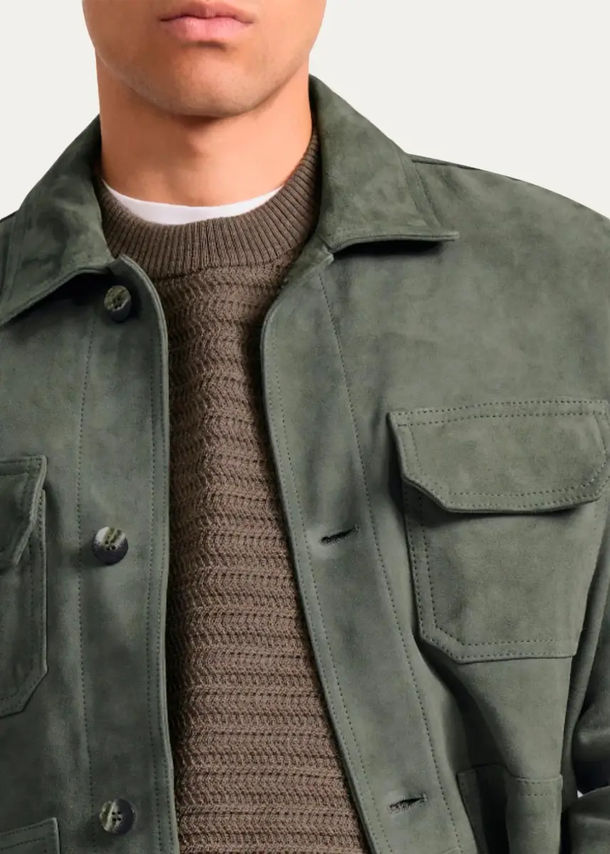 Frescobol Carioca Men's Suede Chore Jacket | Thumbnail 4