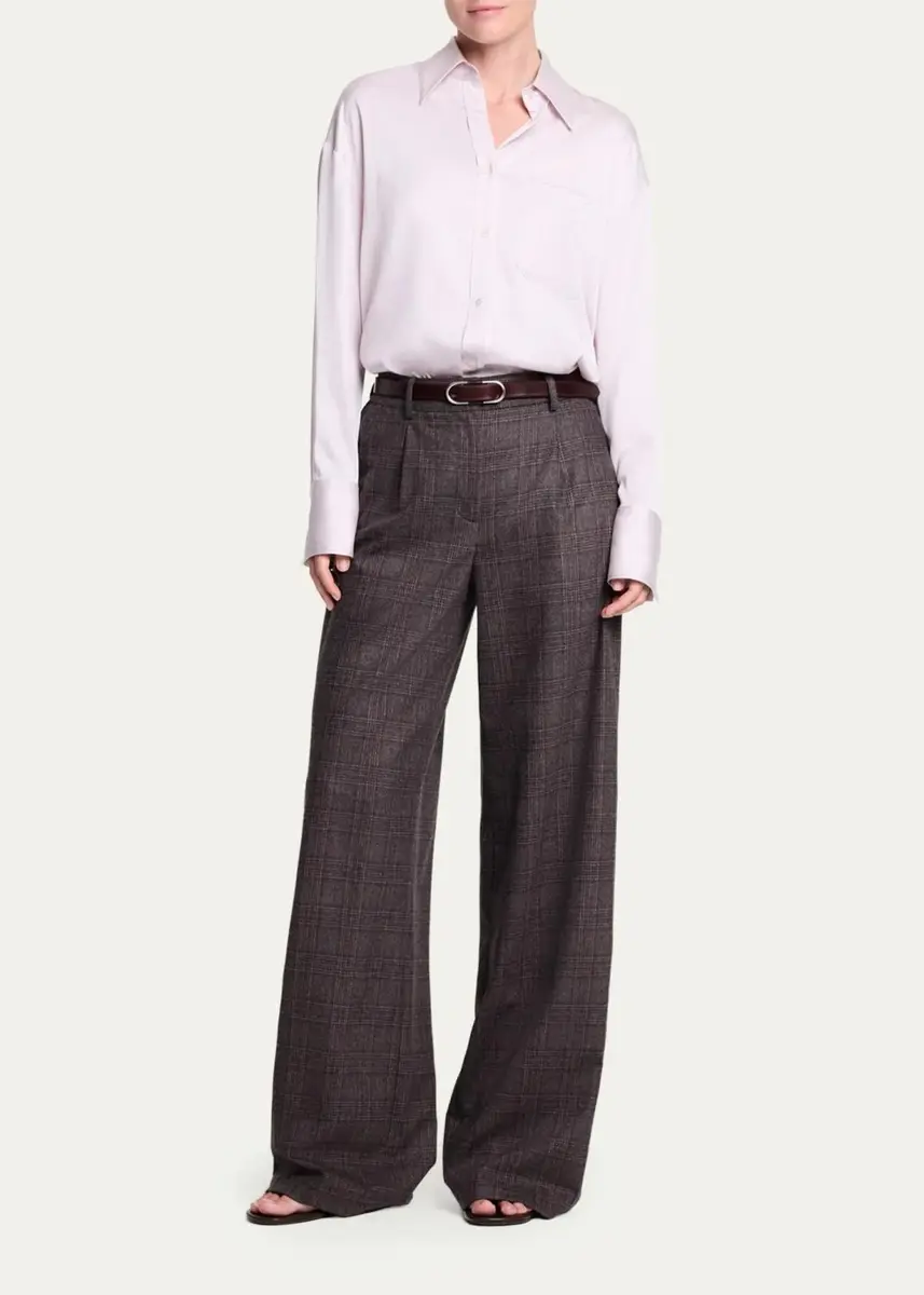 TWP Hudson Checked Pleated Straight-Leg Pants | Thumbnail 2 TWP Hudson Checked Pleated Straight-Leg Pants | Thumbnail 2