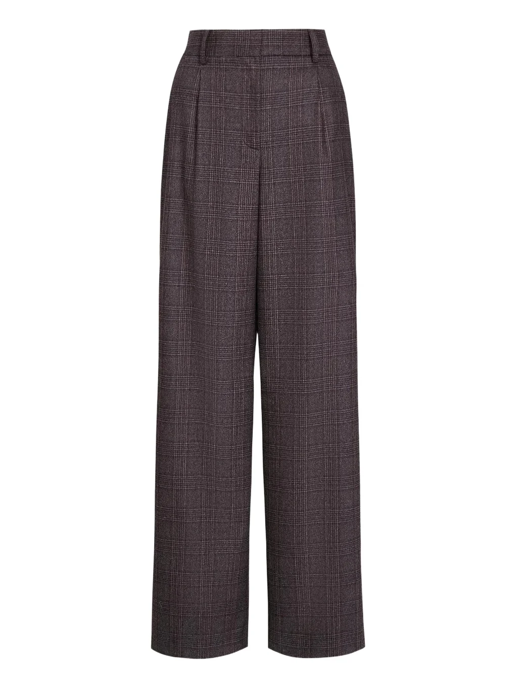 Hudson Checked Pleated Straight-Leg Pants