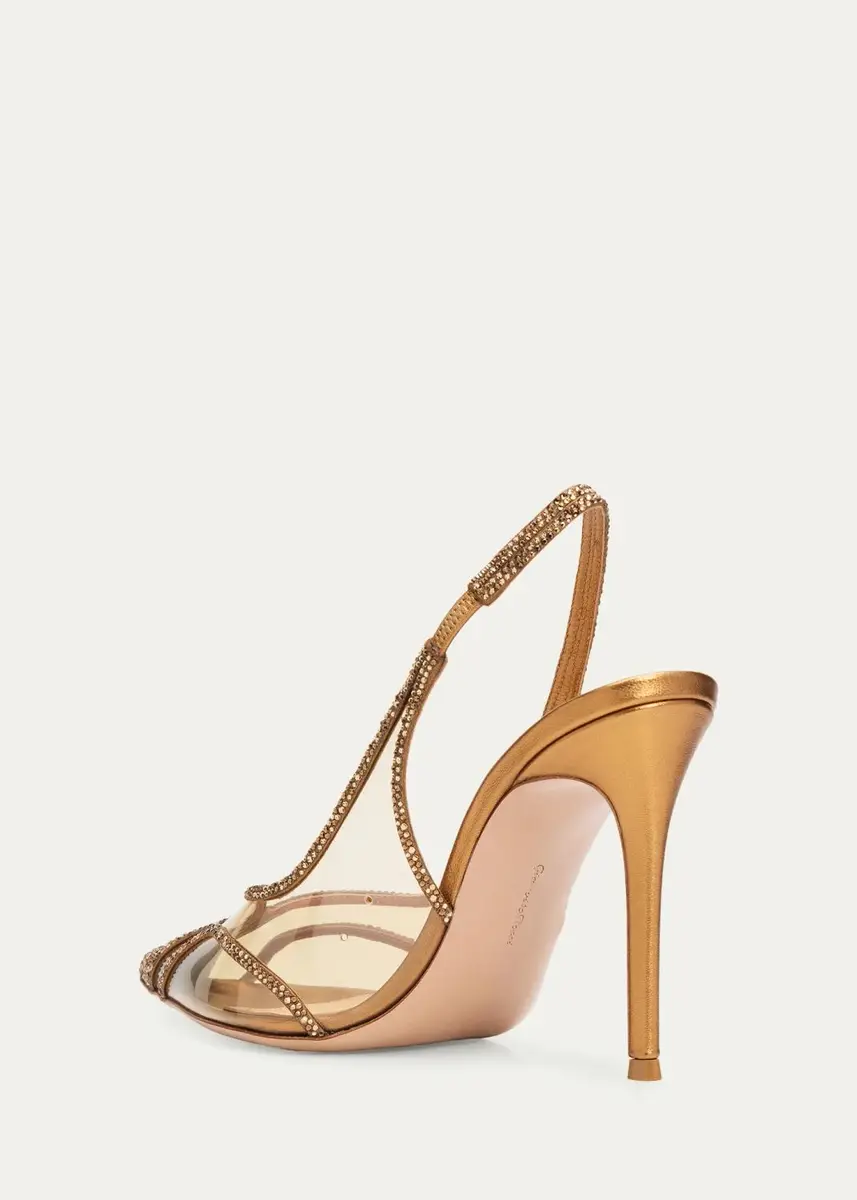 Gianvito Rossi 95mm Burma Embellished Metallic Slingback Pumps | Thumbnail 4