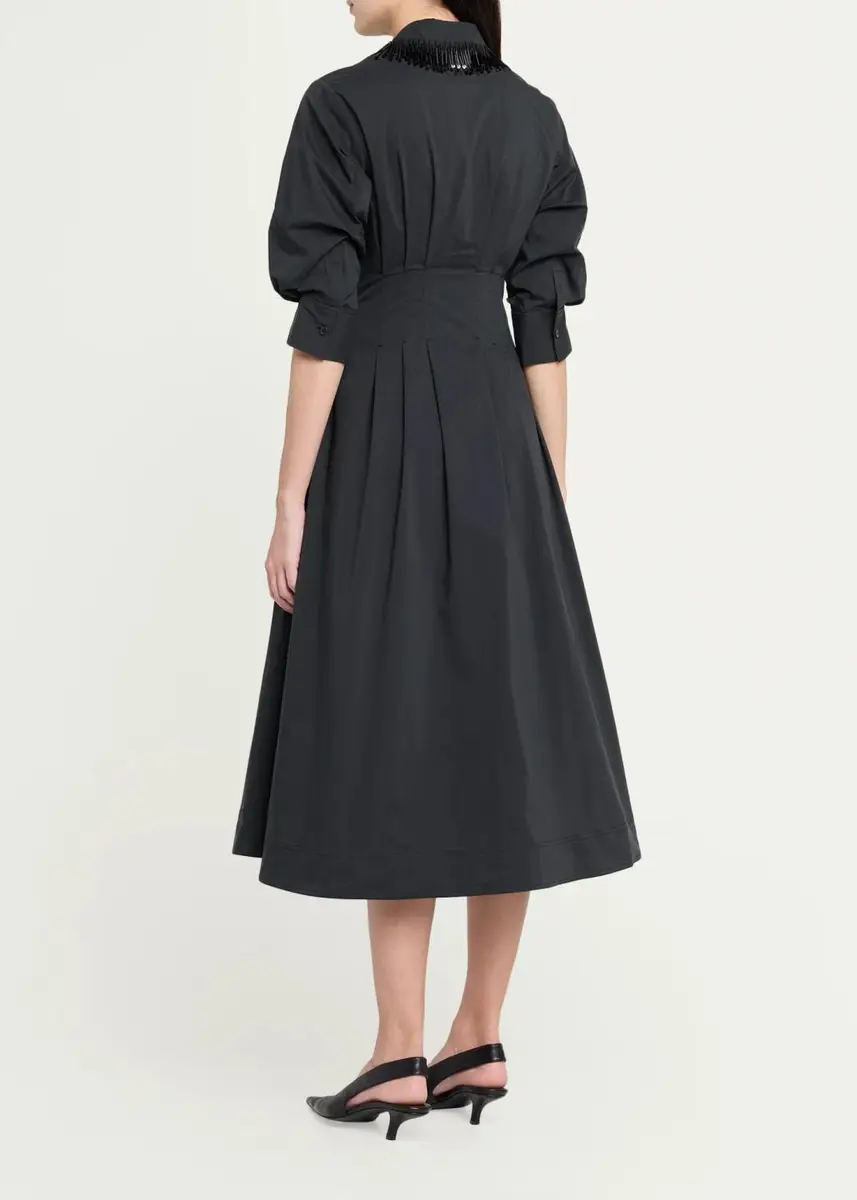 Simkhai Jazz Embellished-Collar Cotton-Blend Midi Shirtdress | Thumbnail 3 Simkhai Jazz Embellished-Collar Cotton-Blend Midi Shirtdress | Thumbnail 3