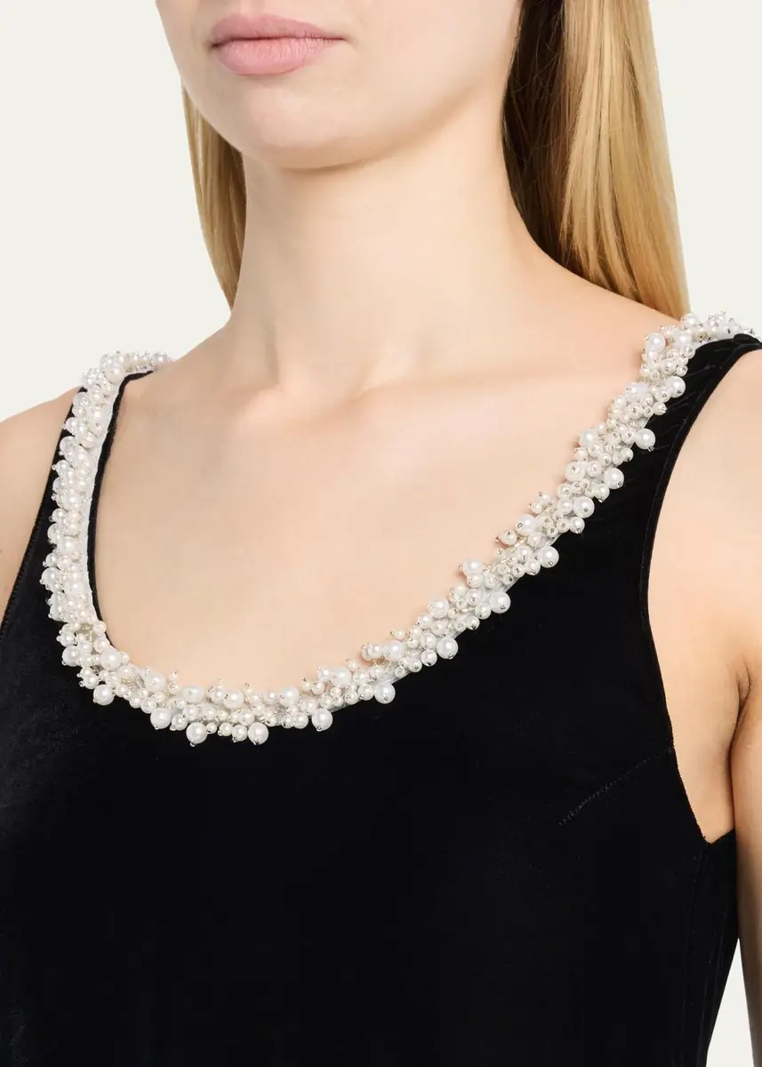 Maria McManus Pearly Beaded Scoop-Neck Velvet Midi Dress | Thumbnail 5