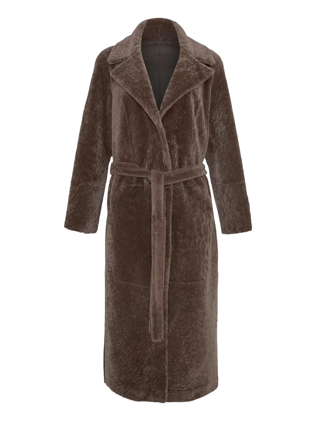 Gorski Textured Shearling Lamb Long Wrap Coat