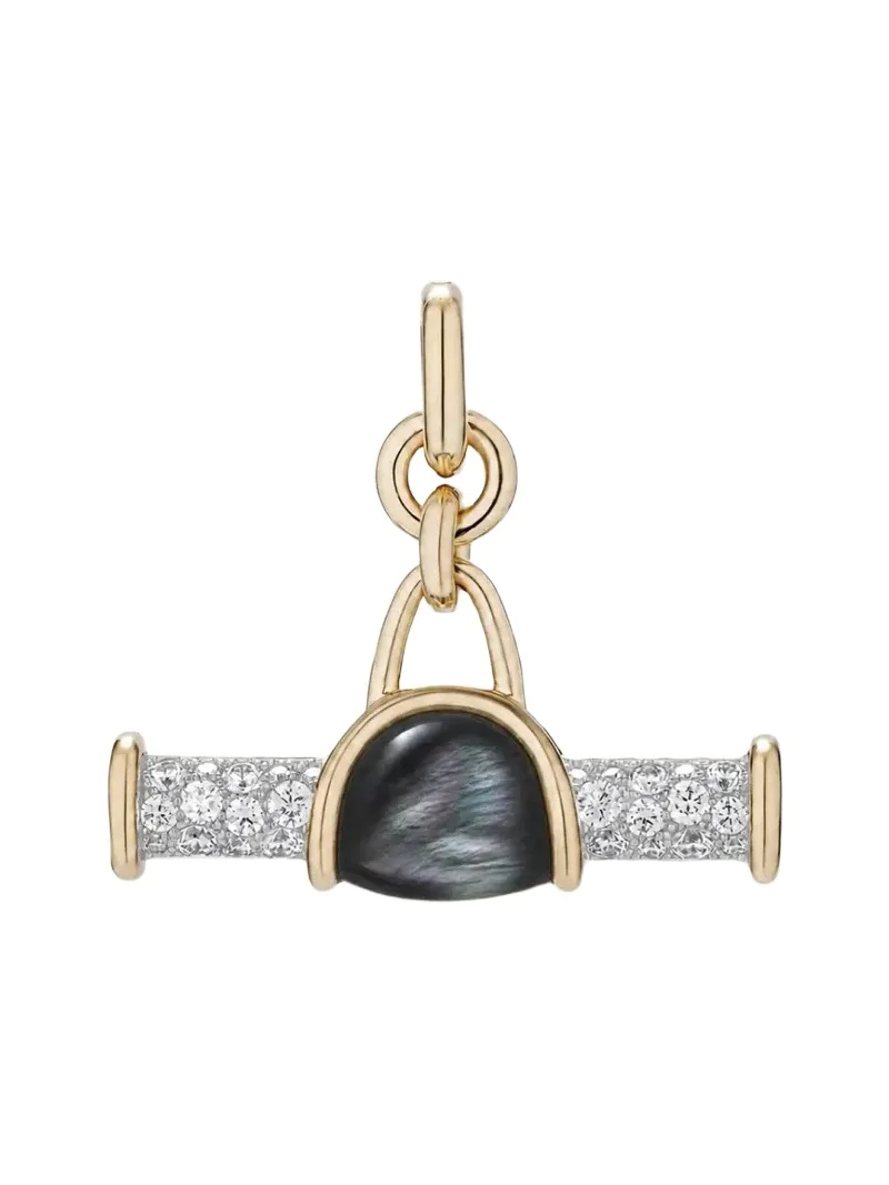 14K Black Mother-of-Pearl with Diamonds and White Rhodium Jumbo Bar Pendant