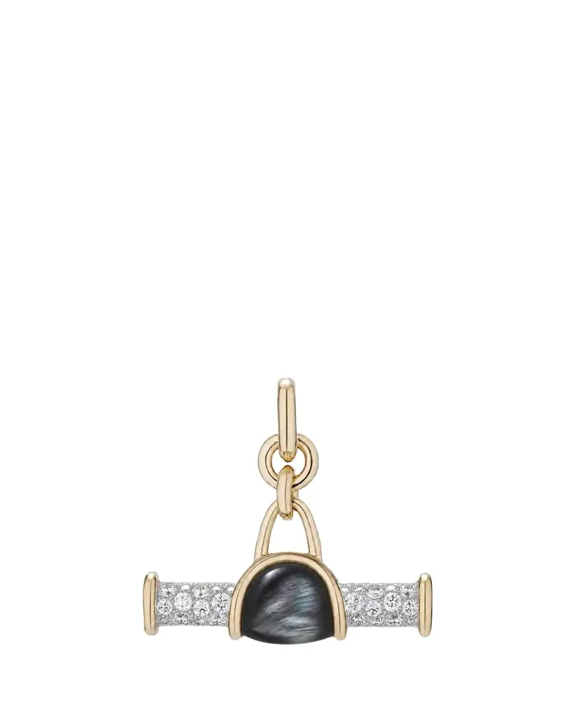 Mason and Books 14K Black Mother-of-Pearl with Diamonds and White Rhodium Jumbo Bar Pendant