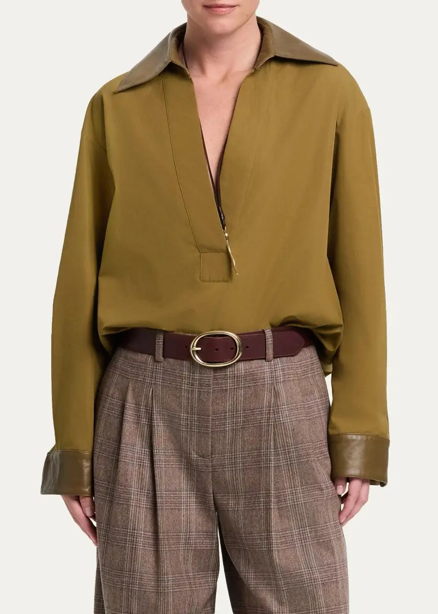 TWP A Case Of You Cotton-Leather Blouse | Thumbnail 4 TWP A Case Of You Cotton-Leather Blouse | Thumbnail 4