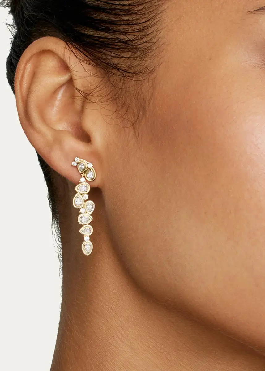 Jamie Wolf 18K Asymmetrical Round and Pear Diamond Earrings | Thumbnail 2 Jamie Wolf 18K Asymmetrical Round and Pear Diamond Earrings | Thumbnail 2
