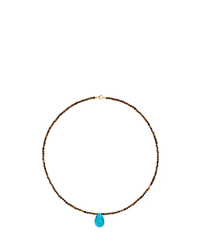 Tiger's Eye and Turquoise Pendant Necklace Tiger's Eye and Turquoise Pendant Necklace