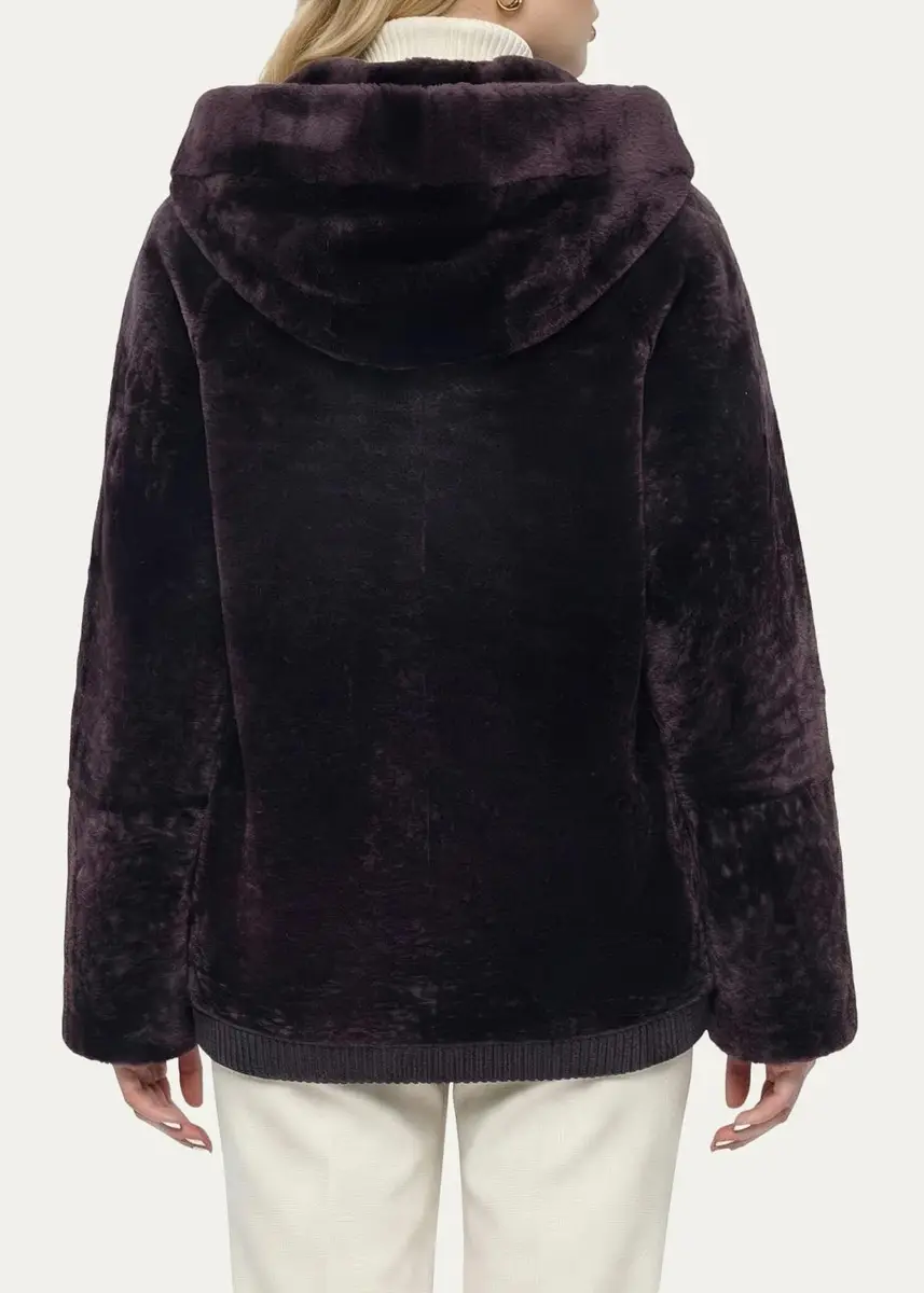 Gorski Select Textured Shearling Lamb Hooded Jacket | Thumbnail 3 Gorski Select Textured Shearling Lamb Hooded Jacket | Thumbnail 3
